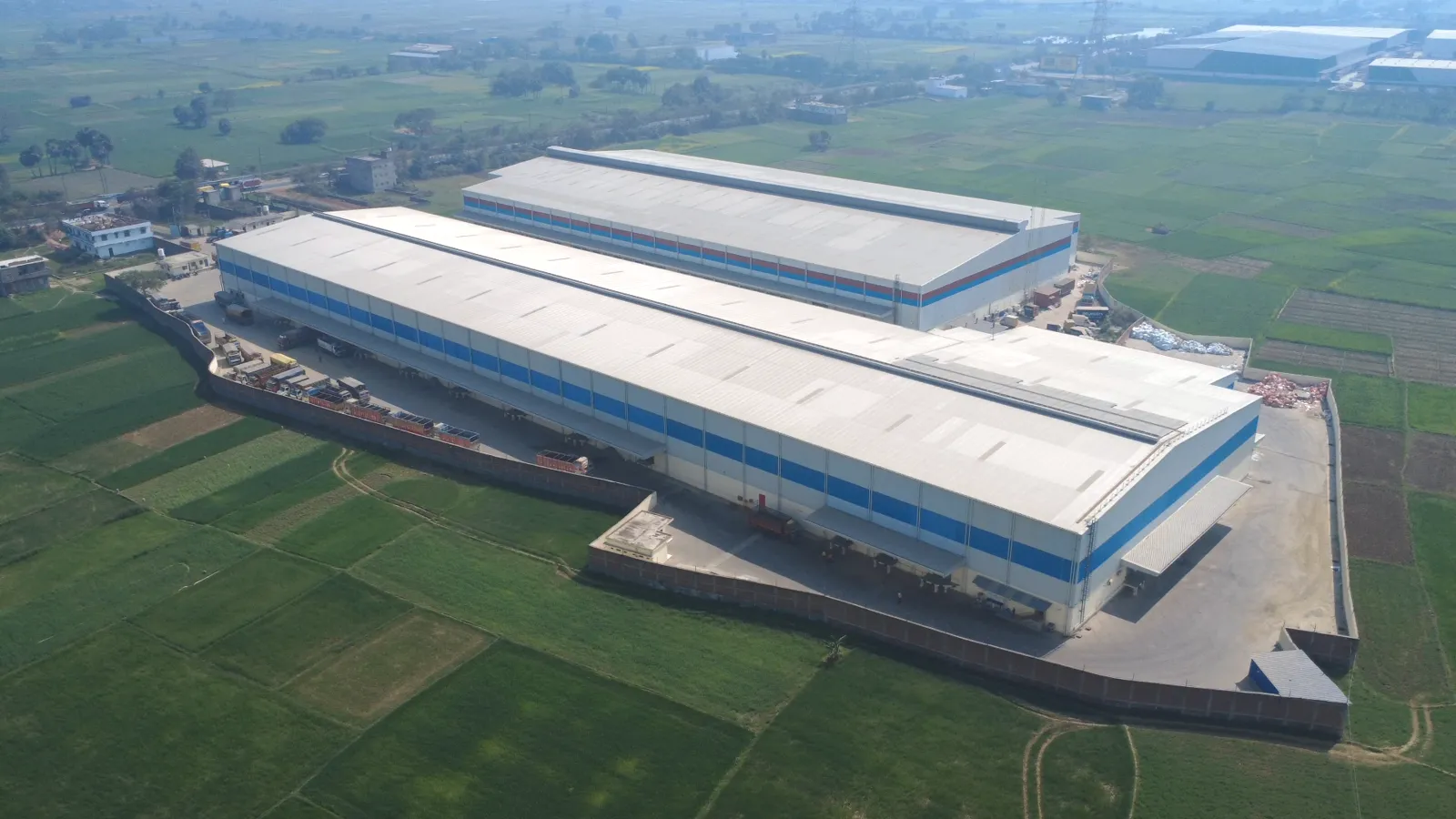 Aerial view of the NH-30 warehouse campus at Fatuha, Patna
