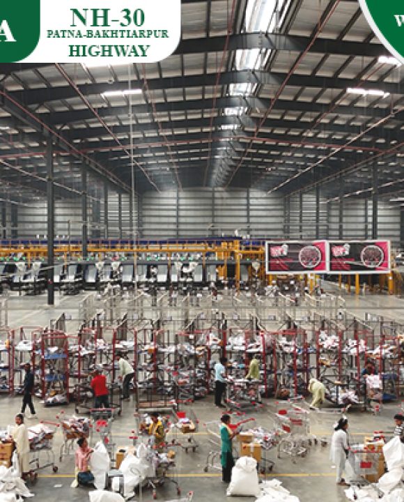 Spacious warehouse for rent in Patna with private campus and truck parking